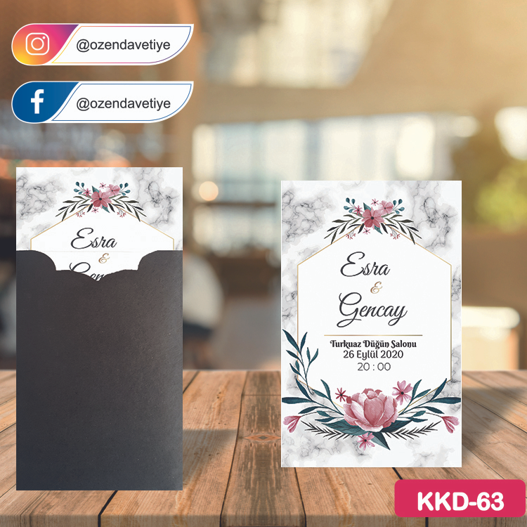 ozen-davetiye-Düğün Davetiyesi-Kahverengi Kraft Zarflı Davetiye Model No:63